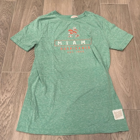 The Original Retro Brand Boys Green Miami Hurricanes T-Shirt Size Youth Large